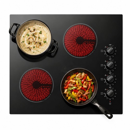 Zone ceramic hob with - ceramic, knob