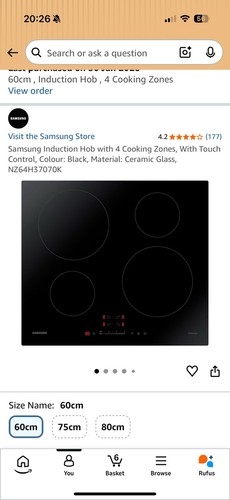 Samsung nz64h37070k 60cm - samsung,